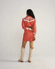 Women's Long Sleeve Applique Mini Dress