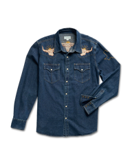 Tecovas x Cathy Hahn Menâs Embroidered Denim Pearl Snap - Size L